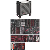 Vigor Werkstattwagen Series XL Edelstahl-Arbeitsplatte mit Sortiment V4481-X/499