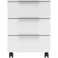 Innostyle Rollcontainer "Santorin", weiß, B:45cm H:55cm T:17cm, Glas, Holzwerkstoff, Rollwagen, Rollcontainer, Rollen teilweise mit Bremse
