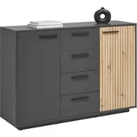 Momax Sideboard Lukas Anthrazit/Schwarz/Eichefarben