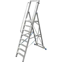 Krause Stufenstehleiter, mit großer Plattform, Aluminium, mit 8 Stufen