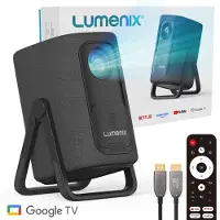 Lumenix AIR Mini-Beamer mit Google TV & Chromecast, 500 ANSI, Full HD, Schwarz