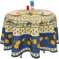 You do it Tischdecken - PROMO TISCHWÄSCHE - Provenzalisch Zitrone - Polyester - 180cm - blau