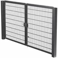 MR-Zaun Industrietor zweiflügelig mit Doppelstabfüllung Anthrazit RAL 7016, 7.000 mm x 1.000 mm