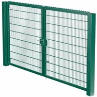 MR-Zaun Industrietor zweiflügelig mit Doppelstabfüllung Grün RAL 6005, 7.000 mm x 2.200 mm