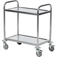 ROLLCART Edelstahl-Tischwagen 2 Etagen, 825 x 500 mm