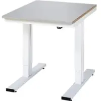 RAU Werktisch Adlatus, elektrisch höhenverstellbar, 25 mm MDF-Platte mit Edelstahlbelag, bis 300 kg, B 750 x T 1000 x H 720-1120 mm, silber/lichtgrau