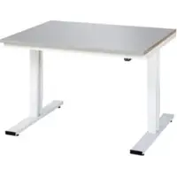 RAU Werktisch Adlatus, elektrisch höhenverstellbar, 25 mm MDF-Platte mit Edelstahlbelag, bis 300 kg, B 1250 x T 1000 x H 720-1120 mm, silber/lichtgrau