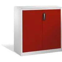 C+P Akten-Sideboard Acurado mit Drehtüren, 3 Ordnerhöhen, H1200xB1200xT500mm Front Rubinrot Korpus Lichtgrau
