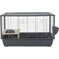 Zolux NEOLIFE CONNECT Meerschweinchenkäfig 100 cm Grau - Verbundbarer Kleintierstall mit Futternapf aus recyceltem Kunststoff, 2 Türen,es Sperrholz, Tierärztlich und in Europa hergestellt