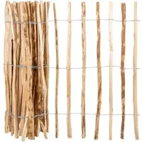 Voss.garden 3m x 150cm Staketenzaun, 7–8 cm Lattenabstand, 3-reihig auf Draht, Haselnuss,