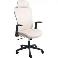 Beliani Bürostuhl Beige Stoff Verstellbare Kopfstütze Armlehnen Drehbar Höhenverstellbar Neigbar Modern Schreibtischstuhl Homeoffice Arbeitsplatz
