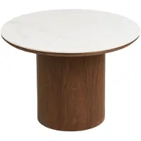 Ebuy24 Frida Couchtisch Ø60cm keramische Tischplatte weiß, dunkelbraun.