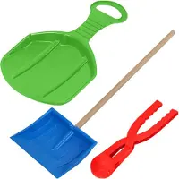 KOTARBAU Schneespielset Schlitten mit Griff Poporutscher Rutschbahn Schneeschaufel für Kinder mit Holzstiel Schneeballautomat Rot