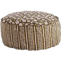 Bizzotto Pouf Calais aus Baumwolle, klassischer Stil, rund, braun bunt, abziehbarer Bezug