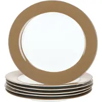Ritzenhoff & Breker Ritzenhoff 6x Nougat Doppio Speiseteller Ø27cm Weiß-Braun Porzellan Essteller