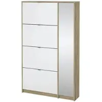 Die Möbelfundgrube Schuhschrank weiß hochglanz - Eiche 99 x 162 cm - SHOES