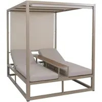Mendler Alu Lounge-Gartenliege HWC-P81, Sonnenliege Daybed, 10cm-Polster 220g/m² 196x165x196cm beige, Polster beige