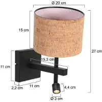 Steinhauer Wandlampe Stang, schwarz, für Wohn- / Esszimmer, Metall, Modern, Wandleuchte, Wandlampe Innen
