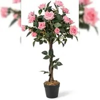 Coast Kunstpflanze mit 21 Kunstrosen - Zementgefüllter Topf - 93 cm hoch - Rosa