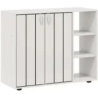 Costway Schuhschrank, Schuhregal mit 2 Türen, verstellbaren offenen Regalböden, 80 x 31 x 64,5 cm (weiß)