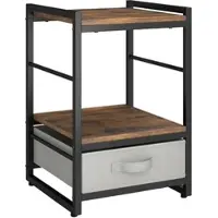 Costway Nachttisch mit Stoffschublade, Beistelltisch im Industrial-Stil mit offenem Stauraum, 40 x 40 x 60 cm, rustikales Braun