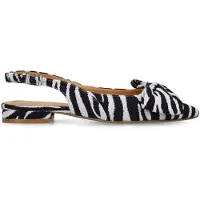 Manfield Offwhite Slingbacks mit Zebramuster und Schleife | Größe 39