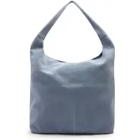 Manfield Hellblauer Veloursleder-Shopper | Größe Onesize