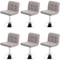 Mendler 6er-Set Esszimmerstuhl Drehstuhl Stuhl Kavala Kunstleder Chrom taupe-grau