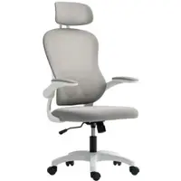 STILVORA Bürostuhl ergonomisch Grau 121x64x62 cm mit Netzrücken höhenverstellbar klappbaren Armlehnen Wippfunktion Kopfstütze Rollen