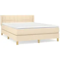 Syfax Boxspringbett mit Matratze Creme 140x190 cm Stoff