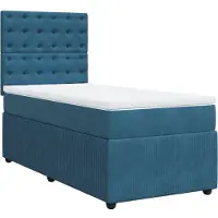 Syfax Boxspringbett mit Matratze Dunkelblau 100x200 cm Samt