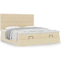 Syfax Ottoman-Bett mit Matratzen Creme 180x200 cm Stoff