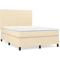 Syfax Boxspringbett mit Matratze Creme 140x200 cm Stoff