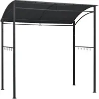 Syfax Grillpavillon, wetterbeständig, Stahlrahmen, Stoffdach (100% Polyester), 10 Haken, 215x150x220 cm, Anthrazit