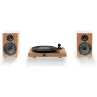 Pro-Ject Juke Box E1 HiFi Set, Audio-Plattenspieler mit Riemenantrieb, Halbautomatisch, Schwarz, Walnuss, ABS Synthetik, 33,45 RPM, 33,45 RPM