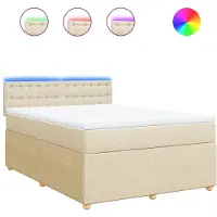 Syfax Boxspringbett mit Matratze Creme 140x190 cm Stoff