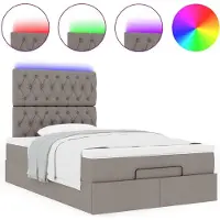 Syfax Ottoman-Bett mit Matratze & LEDs Taupe 120x190 cm Stoff