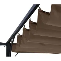 Mendler Pergola HWC-C42, Garten Pavillon, stabiles 6cm-Gestell + Schiebedach 3x3m taupe-braun