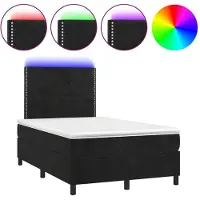 Syfax Boxspringbett mit Matratze & LED Schwarz 120x190 cm Samt