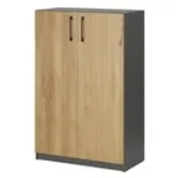 Möbel Kraft Aktenschrank mit Massivholzfront SOLIDLine , grau , Maße (cm): B: 80 H: 121,4 T: 40.0