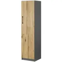 Möbel Kraft Aktenschrank mit Massivholzfront SOLIDLine , grau , Maße (cm): B: 40 H: 159,8 T: 40.0