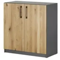 Möbel Kraft Aktenschrank mit Massivholzfront SOLIDLine , grau , Maße (cm): B: 80 H: 83 T: 40.0
