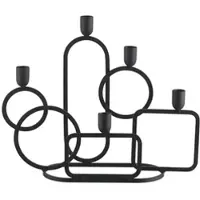 Möbel Kraft 5er Kerzenständer , schwarz , Metall , Maße (cm): B: 36 H: 29 T: 12.0