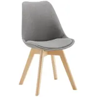 Bessagi Home Stuhl Rocksi Grau Webstoff Echtholz Beine