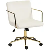 OKWISH Bürostuhl Drehstuhl Cremeweiß 64x57x90 cm höhenverstellbar und kippbar mit 360 Grad Drehfunktion, leisen Rollen, Stahlgestell, Samtoptik