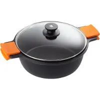 BRA Efficient, 5,7 l, Schwarz, Aluminium, Teflon Platinum Plus, Keramik, Gas, Induktion, Versiegelte Platte, Schwarz
