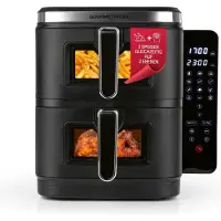 DS Produkte GOURMETmaxx FryUp Vertikale Doppelkammer-Heißluftfritteuse, 10 l - Touchscreen