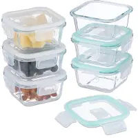 Relaxdays Glasbehälter mit Deckel, 6er Set, 520 ml, Frischhaltedosen, Kunststoffdeckel, luftdicht, Glasdose, transparent