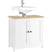 SoBuy FRG237-WN Waschbeckenunterschrank Badezimmerschrank Badschrank Badmöbel Unterschrank in Weißnatur BHT ca. 60x59x35cm