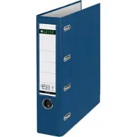 Leitz Doppelordner 1012, 2 x A5, Rückenbreite 75 mm, Präzisions-Hebelmechanik, Sichttasche für Rückenschild, Griffloch, Polypropylen, blau, 5 Stück